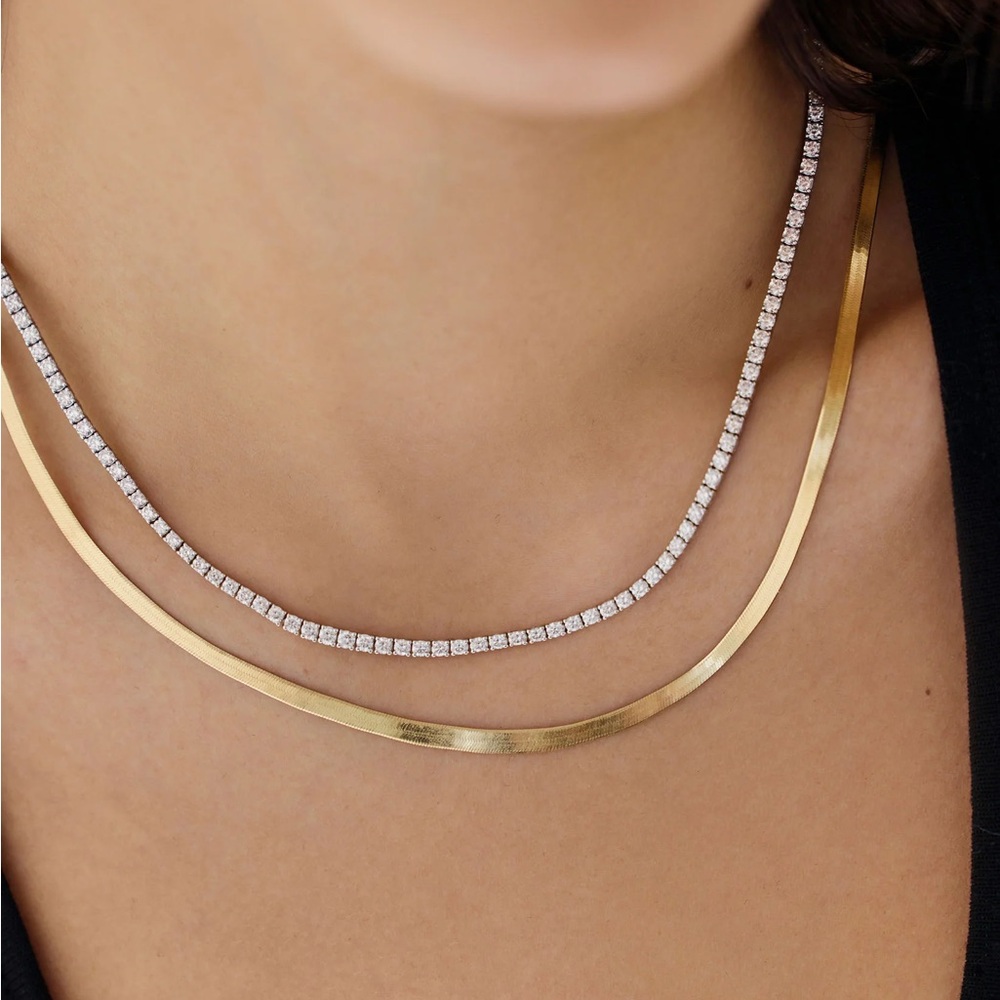 Women’s Silver Tennis Necklace - 3MM Moissanite 16 inches 9.00 ctw .925